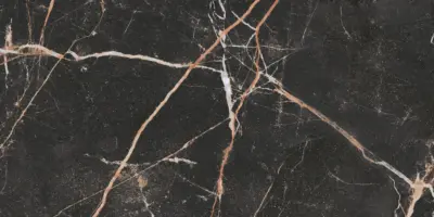 Elegant black marble ceramic tile, exuding luxury and sophistication.